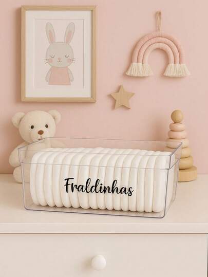 Organizador de Acrílico Decorado para Fraldas de Bebê
