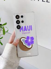 1pc Minimalist Coconut Flower Letter Perforated Transparent TPU Shockproof Phone Case, Suitable As Holiday Gift For Partner And Friends, Compatible With Apple Xs/Xsmax/Xr/11 12 13 14 15 16pro/Promax/14 15 16plus, Nothing, Pixel, INFINIX, Redmi Series - Multicolor - View 7