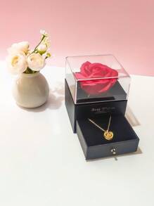 1 件优质永生玫瑰礼盒套装 - 持久保鲜永生玫瑰配“我爱你”项链、可重复使用小手提袋 | 为女性提供的贴心多功能礼物，浪漫与实用的完美融合 | 情人节、周年纪念日、返校节、圣诞节等节日的完美之选