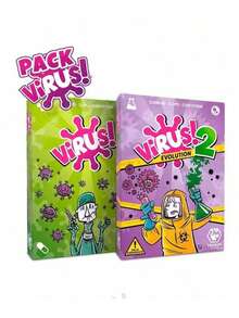 1 件套病毒 1/病毒 2 纸牌游戏玩具 - Tranjis 策略棋盘游戏玩具，适合 2-8 名玩家，采用独立包装设计（方便存放和携带），附有多种语言的说明（英语/法语/西班牙语），是最好的益智玩具，适合青少年/成人，适合家庭聚会和派对棋盘游戏，独特的礼物创意，棋盘游戏玩具。 - 彩色 - 查看 1