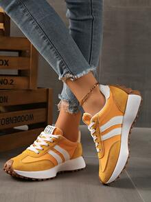 Retro Thick Sole Sneakers, Thickened Upper, Suitable For Running, Women - Kuning - View 7