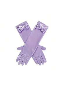 2025 Newest Model1 Double Bow Pearl Long Princess Gloves, Girl Dress, Show, PROM Gloves, Suitable For 3-8 Years,Best Gift For Wedding, Valentine's Day, Mother's Day, Halloween, Christmas, Birthday Party