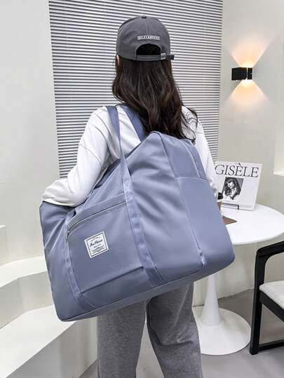 1pc Large Capacity Waterproof Travel Duffle Bag, Carry-On Handbag, Quilt Clothes Storage Bag, Simple Packing Luggage Bag Perfect For Travel And Dorms, Bedroom Accessories School Supplies Back To School Dorm Essentials Travel Bag For Suitcase Overnight Bag Gym Bag Weekend Bag Duffel Bag For Luggage Carry On Bag College Bag Luggage Bags Weekender Bag Hospital Bag Holiday Winter Blue Travel Essentials Vacation Luggage Suitcase Travel Bag For Women