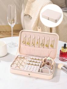 Caixa De Joias Bege De Grande Capacidade, Com Dupla Camada De Luxo, Porta-Joias, Porta-Anéis. Caixa De Joias Vintage Para Mulheres, Para Guardar Brincos, Colares, Anéis, Pulseiras, Relógios E Outros Acessórios, Presente Perfeito Para O Dia Das Mães.