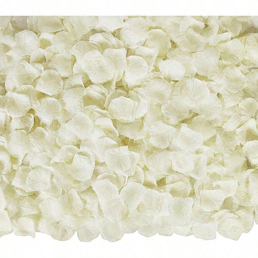 Attmu 3200 Pcs Artificial Rose Petals Valentines Day Decorations For The Home, Fake Rose Flower Petals For Wedding, Party (Ivory)