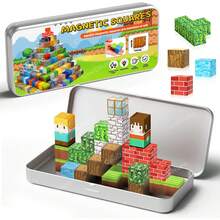 Magnetic Blocks, Travel Magnet Building Blocks For Toddlers, Magnetic Building Toys With Portable Iron Box STEM Educational Magnet Toys For Kids Ages 3 4 5 6 7 8 Year Old Boys Girls