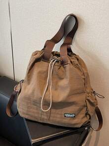 A Niche, Multi-Functional, Casual Tote Bag, Solid Color, Minimalist Style, Large Capacity, Portable Women's Bag, Minimalist Multi-Functional Bag Suitable For Daily Commute, Travel, Shopping And School - Coffee Brown - View 8