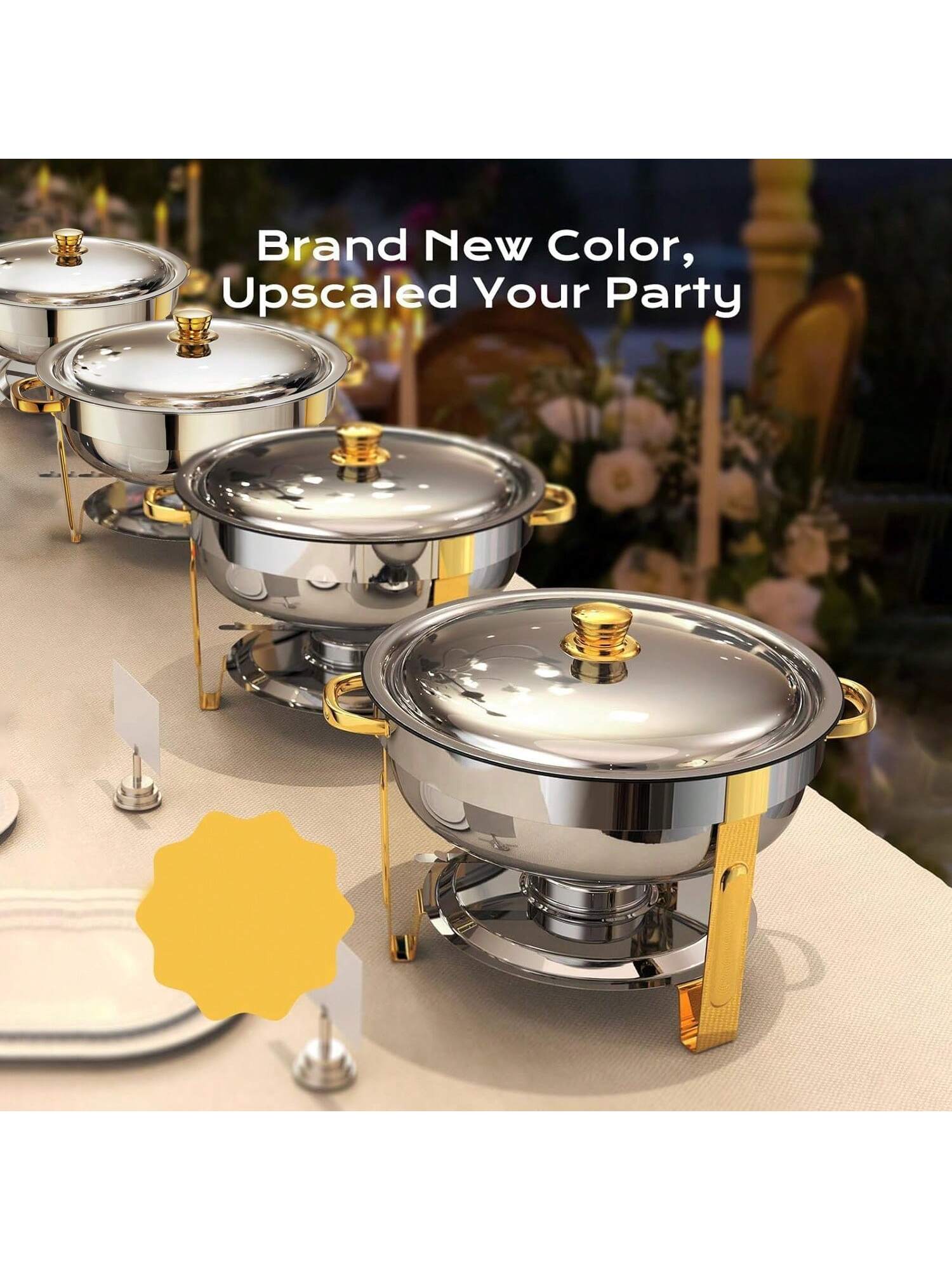 طقم صحن بوفيه من الفولاذ المقاوم للصدأ سعة 5 لتر،...