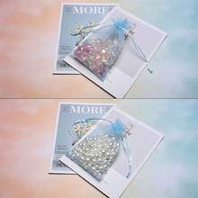 50pcs Light Blue Transparent Organza Bags, Assorted Size Mesh Bags, Drawstring Gift Bags, Candy & Jewelry Pouches, Wedding Favor Bags, Christmas Gift Packaging Bags - Multicolor - View 6