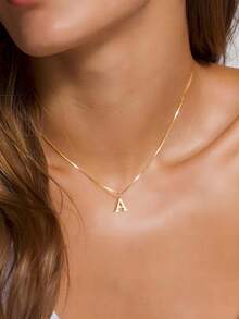 1 szt. Modny, spersonalizowany naszyjnik z wisiorkiem z 26 inicjałami, uniwersalny naszyjnik w stylu letnim, prezent dla kobiet - Żółte złoto - Zobacz 32