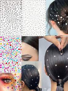 1 Sheet 325pcs White Faux Pearl & Rhinestone Stickers, ABS Plastic Material - 3D Stickers, Suitable For Makeup, Hairstyle, Face, Nails, Decoration Or Gifts, School Supplies, Back To School Season, Etc.