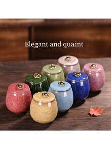 1 pezzo/6 pezzi Set regalo di urne per animali domestici in ceramica pregiata, vaso sigillato con finitura a craquelé per ceneri, capelli, denti di cani/gatti e commemorazione, adatto per vari animali domestici, regalo commemorativo per Ognissanti