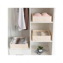 Bra Socks Underwear Organizer 3 Packs, Foldable Closet Organizer Drawer Soft Fabric Dresser Drawer Divider Bins For Bra Underwear Socks Ties Lingerie (Beige) - Beige-Set of 3 - View 6