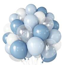 20pcs/35pcs Grey-Blue Balloons, 10-Inch Blue & White Transparent Balloons, Light Blue & Matte White Macaron Balloons, With Clear Balloons Suitable For Valentine's Day Decoration, Children & Adult Birthday, Carnival Theme Party, Wedding, Baby Shower, Gender Reveal Party, Bachelor Party, Celebration, Graduation, Ramadan - Multicolor - View 1