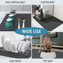 Kitchen * Restaurant * Water Absorbent Anti Slip Mat, Kitchen Sink And Dish Drain Mat, Soft Diatomaceous Earth Plate Drying Mat, Kitchen Counter Anti Slip Drainage Mat, High-Quality Coffee Machine Mat, Easy To Clean, Food Contact Safety, Durable - Multicolor - View 8