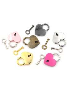 1 件心形金属挂锁（带钥匙），迷你心形挂锁，旅行心形锁，迷你锁（带钥匙），适用于珠宝盒 - 彩色 - 查看 4