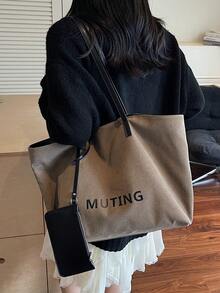 Khaki Tote Bag With Coin Purse, Fashion Minimalist Large Capacity Shoulder Bag With Magnetic Closure, Versatile Casual Handbag Suitable For Daily Use, Commuting, Work, School, Travel, Shopping - Khaki - View 7