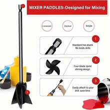 2pcs Plastic Paint Stirring Drill Bit Attachment, Epoxy Resin Stirring Paddle With Standard Hexagonal Shank And Four-Blade Spiral Design For Efficient Mixing, Compatible With Various Drill Bits