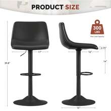 Nalupatio Lot de 2 tabourets de bar, tabourets de bar réglables en hauteur• chaises de cuisine avec repose-pieds • chaises pivotantes • rotatif à 360° assemblage facile - Noir - Voir 3