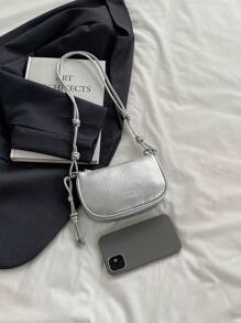 Borsa a tracolla mini con texture a litchi per donna, nuova borsa a spalla compatta e versatile per uso quotidiano