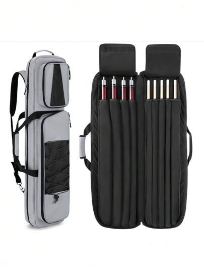 Pool Cue Bucket, Pool Cue Storage Box, Pool Cue Storage Bag, Pool Cue Box, Pool Cue Bag,4x5 Pool Cue Case, Billiard Stick Carrying Case Holds 4 Butts And 5 Shafts, Soft Pool Stick Bag With Large Front Accessories Pockets And Shoulder Strap For Easy Carry