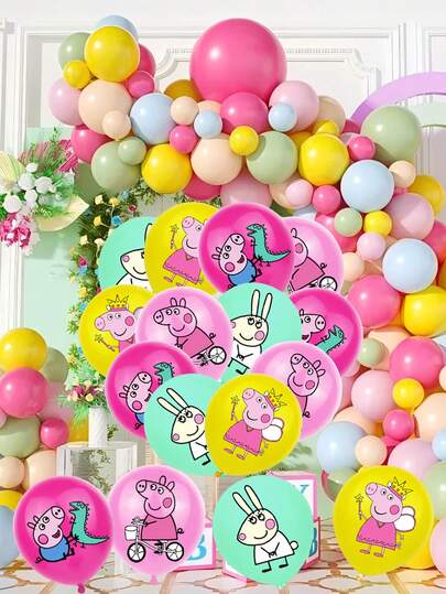  Peppa Pig-Themed Birthday Party Decoration Items Pink Peppa Pig Balloon Set Cartoon Party Scene Decoration Supplies Christmas Decorations Home Christmas Gifts Christmas Decor