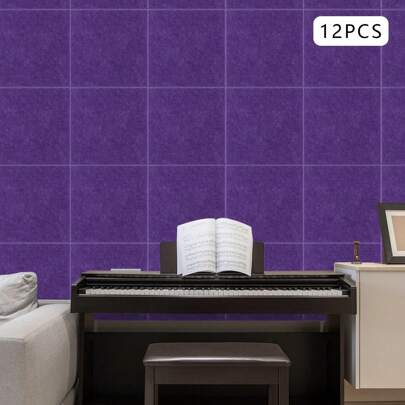 YUNRUX 12pcs 30*30cm High Density Acoustic Panels Sound Absorbing Wall Panels Thickness 9mm Purple