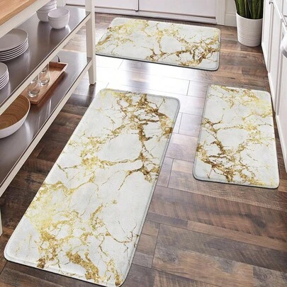 1 Parça Mermer Desenli Yorgunluk Önleyici Zemin Matı, Yumuşak Peluş Yüzey, Modern Minimalist Stil, Ev, Banyo, Mutfak Dekorasyonu İçin Rahat, Giriş Dekoru, Banyo Mutfak Dekoru, Mutfak Halısı