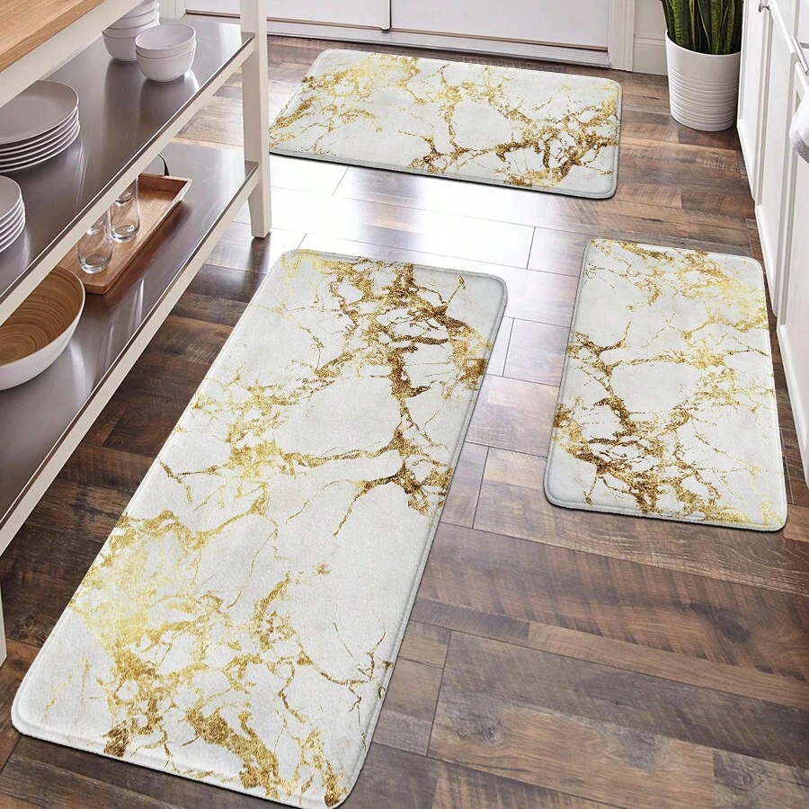 1pc Marble Pattern Anti-Fatigue Floor Mat, Soft Plush Surface, Modern Minimalist Style, Comfortable For Home, Bathroom, Kitchen Decor Entryway Decor Bathroom Kitchen Decor Kitchen Rug