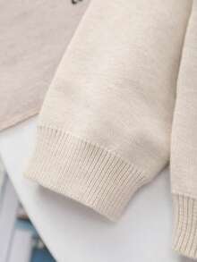 Baby Girl Knit Crew Neck Floral Embroidery Cardigan