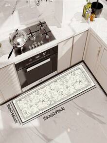1 件装硅胶厨房垫，带有浪漫水墨画图案，奢华优雅风格缓解疲劳厨房地毯，吸水防滑地毯，适用于厨房、浴室、入口、洗衣房