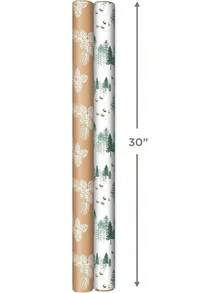 - Rollos de papel de regalo de Navidad - árboles verdes, conos de pino blanco en papel kraft reciclable (juego de 2 rollos: 150 sq.pies ttl.)Para fiestas de día festivo, bodas de invierno - Kraft café, conos de pino blanco, árboles de hoja perenne - Ver 4