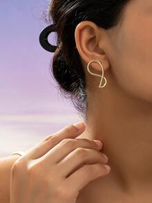 1 对不对称几何耳钉，用途广泛 - 金黃色幾何耳釘 - 查看 12