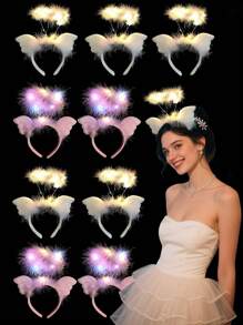 各种发光头带，仙女照片闪光头带灯，适合黑暗中发光的霓虹狂欢派对，适合女性、成人、生日、万圣节、圣诞节礼物、派对用品 - 天使髮箍 - 查看 3