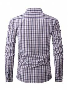 Luxury Wingtip Collar Dress Shirt For Groom, Stretch Comfort Fit, Wrinkle-Free & Breathable Fabric, Self-Tie Bow Tie, Black Tie Wedding & Gala Essentials - 灰黃格 - 查看 3