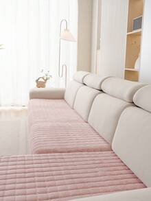 1pc Veet Washable Non-Slip L-Shaped Sofa Cover, Fits 3-Seater Sofa, Quilted Design, Magnetic Closure, Pet-Friendly Protection - Gray Velvet Sofa Cover