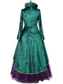Halloween Costumes CosplayDiy Medieval Green Velvet Dress Witch Cosplay Costume Robes Adult Women Plus Size