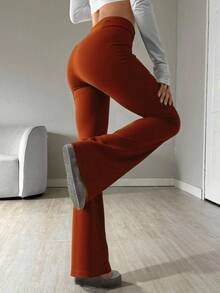 PANTALON  Liso    Casual    Poliéster    Ninguno    Diario    VERANO - Camel - Ver 3