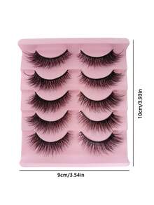 Ouye3 5 Pairs Of Natural False Eyelashes, Fluffy And Thick False Eyelashes, Imitation Mink Fur, Curled False Eyelashes - Black - View 2