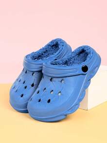 Children's Warm Indoor Slippers For Autumn/Winter, Simple Plush Slippers For Home Outfit, Minimalist Style DIY Sandals