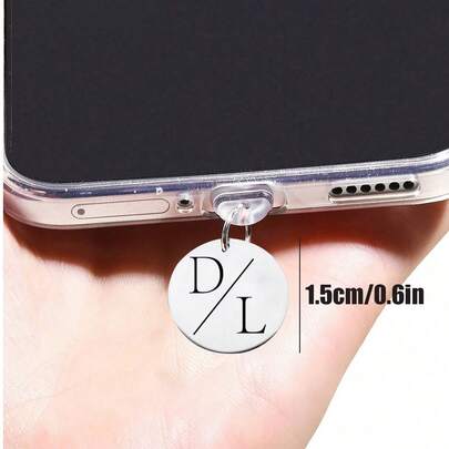 1 móc khóa chống bụi tùy chỉnh, tên cá nhân tương thích với Ipad, Android, Micro-USB, USB-C/Type-C, Apple Lightning