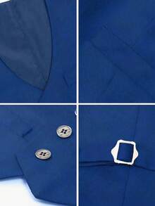 Tween Boys Suits Slim Fit 4 Piece Formal Dresswear Suit For Kids Tuxedo Wedding Set Toddler Boy Vest, Pants, Tie And Bowknot - Dusty Blue - View 5