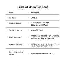 AX900 USB WiFi6 Bluetooth 5.4 2-In-1 Adapter, Dual-Band 2.4G & 5G WiFi Network Card, Wireless Receiver Compatible With Win10/11, Plug And Play