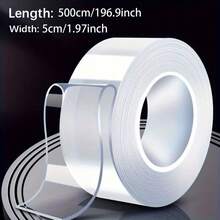 1pc Double Sided Adhesive Tape, Heavy Duty Transparent Washable Ultra-Strong Two Sided Mounting Tape, Strips For Decoration - Clear - View 20