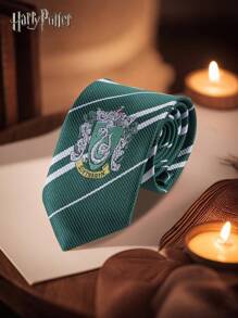 WB 1PC Harry Potter Officially Licensed Tie Hogwarts Gryffindor Slytherin Ravenclaw Manual Knotting Badge Striped Knit Fashions Tie Movie Peripherals British College Style Party Dress Up Props Shirts Accessories Creative Room Desktop Decorations Birthday Surprise Christmas Halloween Gifts For Family And Friends Harry Lover