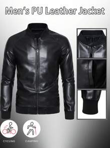 Men's Slim Fit Baseball Collar Zip Up Jacket, Casual Motorcycle Jacket, Couple Style