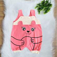 Overalls + Headband Set – Baby Girl Cow Print Size RN To 3 Months - Berwarna merah muda - View 3