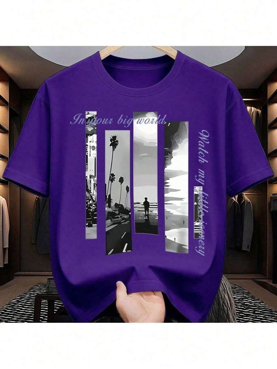 Journey And Landscape Art T-Shirt | Casual, Inspiring And Comfortable - Purple - View 1