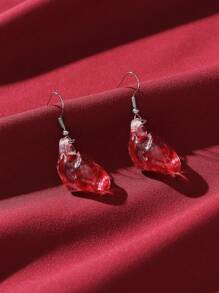 1 Pair Halloween Creative Personalized Dark Style Transparent Resin Heart Earrings, Suitable For Women's Party, Club Wear. Note: Dyed Colors May Have Slight Variations.