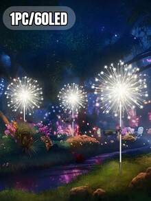 1個/2個/4個 太陽能戶外煙火燈，防水 8 種照明模式，60-720LED DIY 景觀燈，適用於露營、野餐、派對、花園、院子、露台、小徑、草坪和聖誕節裝飾 - 黑色 - 查看 18